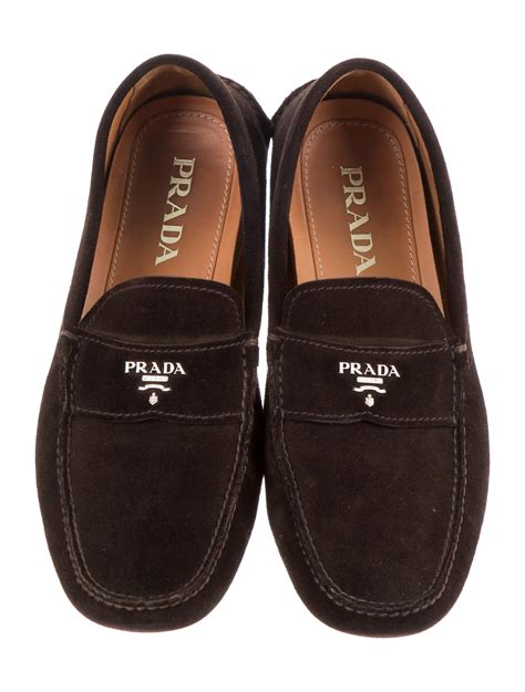 prada brown leather loafers|Prada suede loafer.